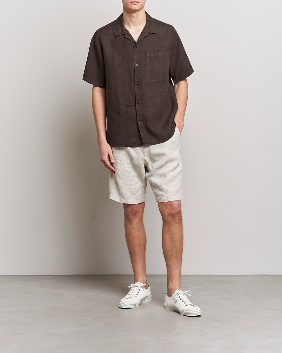 Mies | Kauluspaidat | NN07 | Julio Linen Resort Shirt Brown
