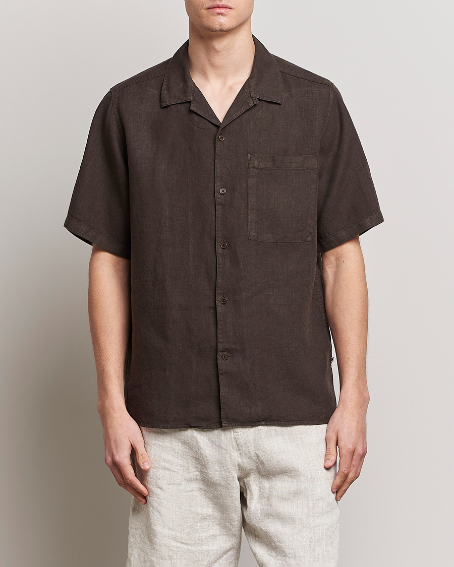 Mies | Lyhythihaiset kauluspaidat | NN07 | Julio Linen Resort Shirt Brown