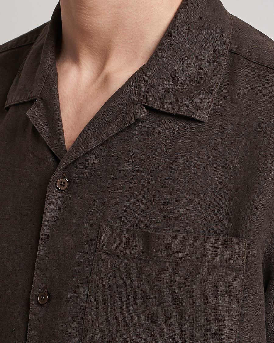 Mies | Kauluspaidat | NN07 | Julio Linen Resort Shirt Brown
