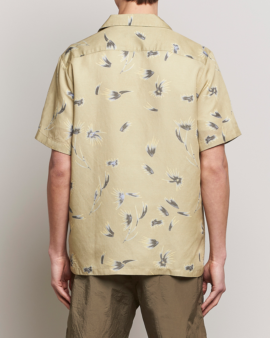 Mies | Kauluspaidat | NN07 | Daniel Short Sleeve Tencel/Linen Printed Shirt Pale Olive