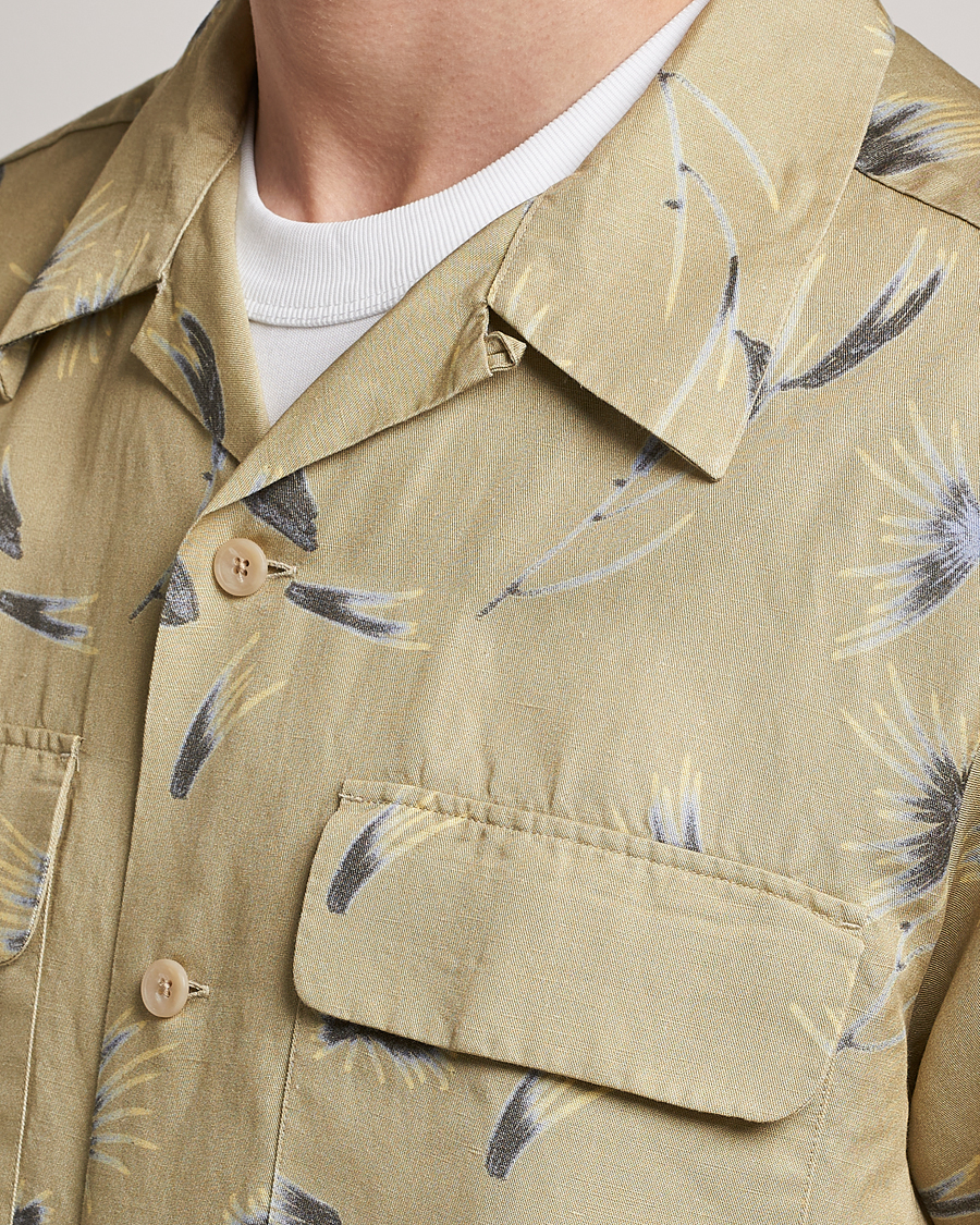 Mies | Kauluspaidat | NN07 | Daniel Short Sleeve Tencel/Linen Printed Shirt Pale Olive