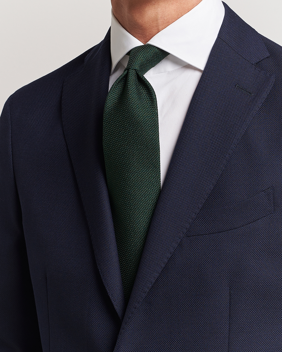 Mies | Solmiot | Finamore Napoli | Grenadine Silk Tie Forest Green