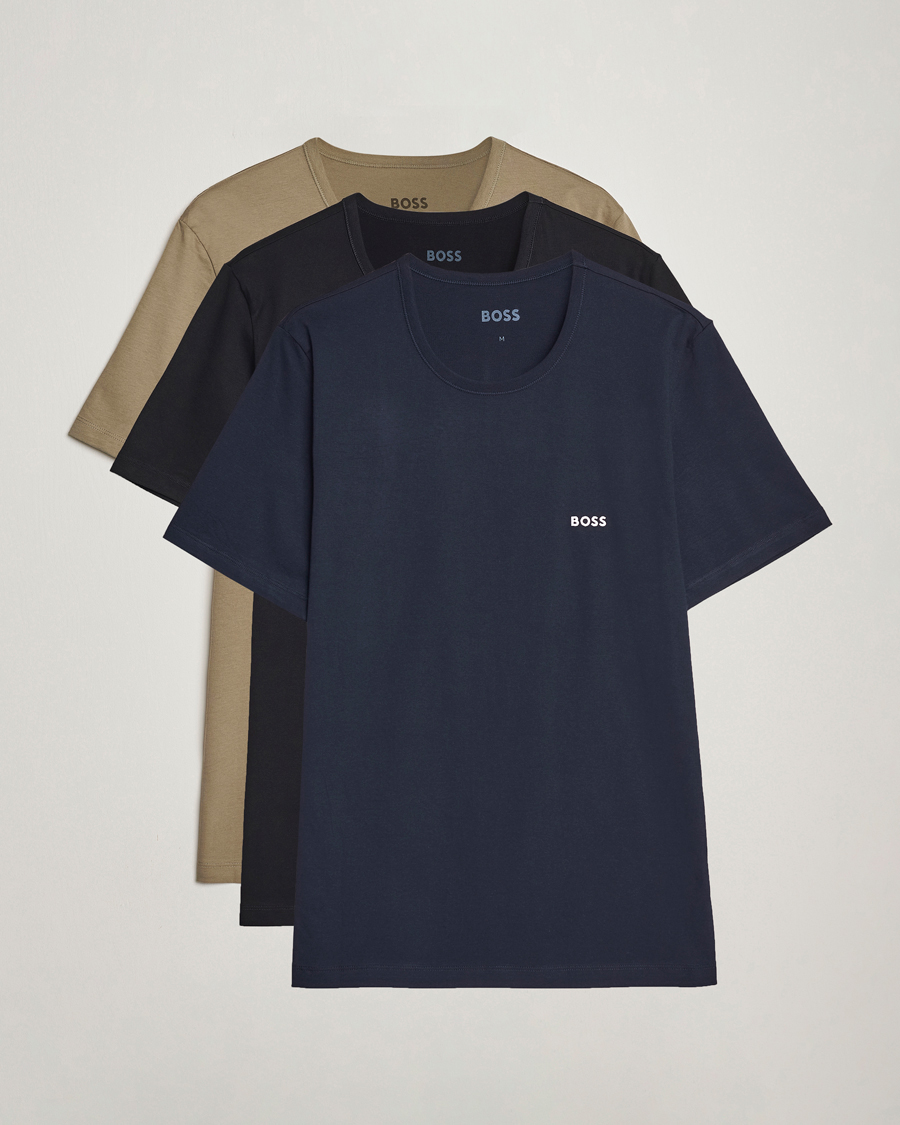 Mies | Mustat t-paidat | BOSS BLACK | 3-Pack Crew Neck T-Shirt Green/Black/Navy