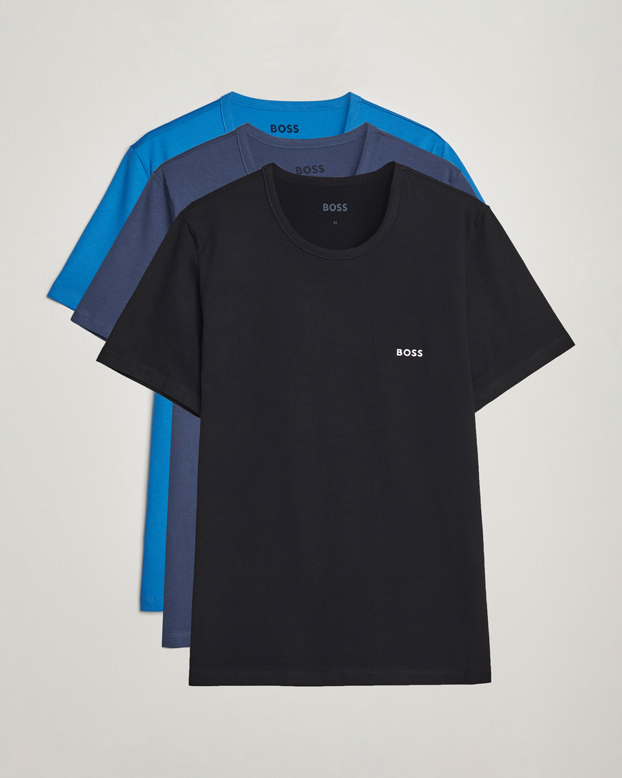 Mies | Vaatteet | BOSS BLACK | 3-Pack Crew Neck T-Shirt Navy/Blue/Black