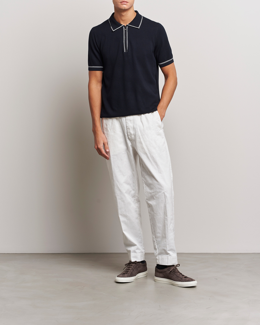 Mies | Pikeet | BOSS BLACK | Oleonardo Knitted Half Zip Polo Dark Blue