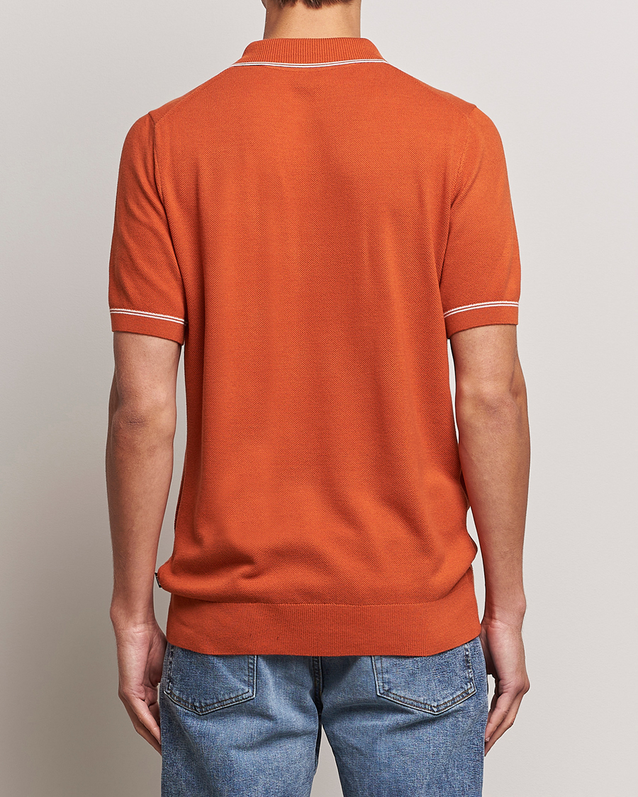 Mies | Pikeet | BOSS BLACK | Oleonardo Knitted Half Zip Polo Dark Orange