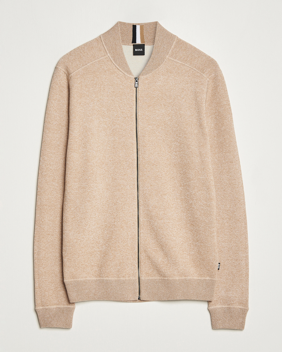 Mies | Puserot | BOSS BLACK | Onorto Full Zip Sweater Medium Beige