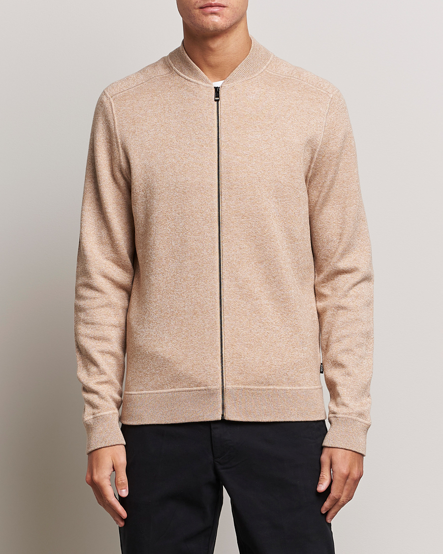 Mies | Puserot | BOSS BLACK | Onorto Full Zip Sweater Medium Beige