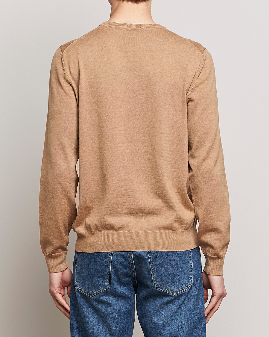 Mies | Puserot | BOSS BLACK | Botto Wool Knitted Crew Neck Sweater Medium Beige