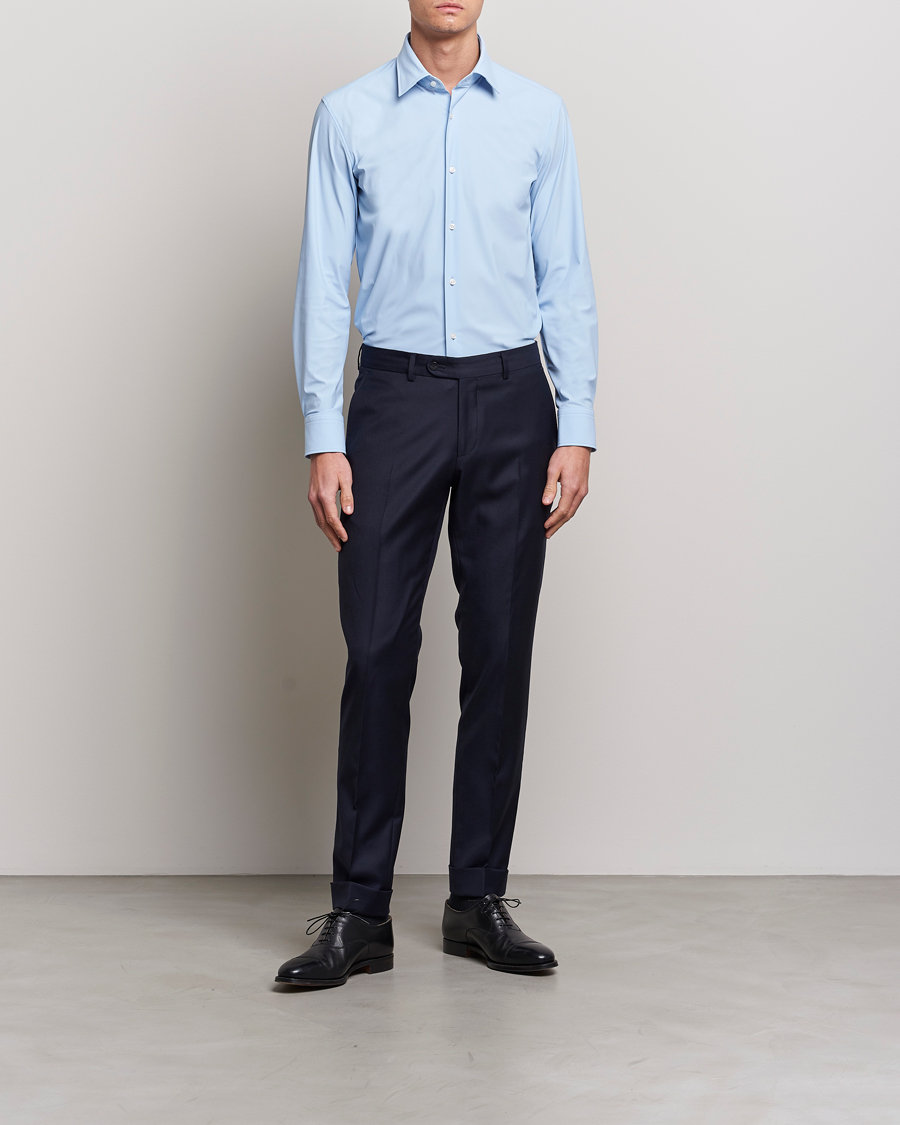 Mies | Kauluspaidat | BOSS BLACK | Hank 4-Way Stretch Shirt Light Blue
