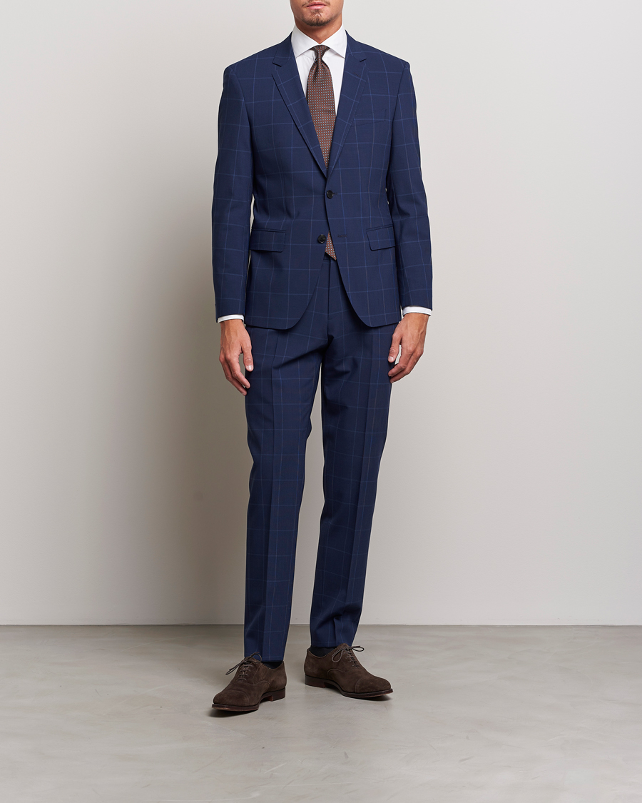 Mies | Housut | BOSS BLACK | Genius Checked Suit Trousers Dark Blue