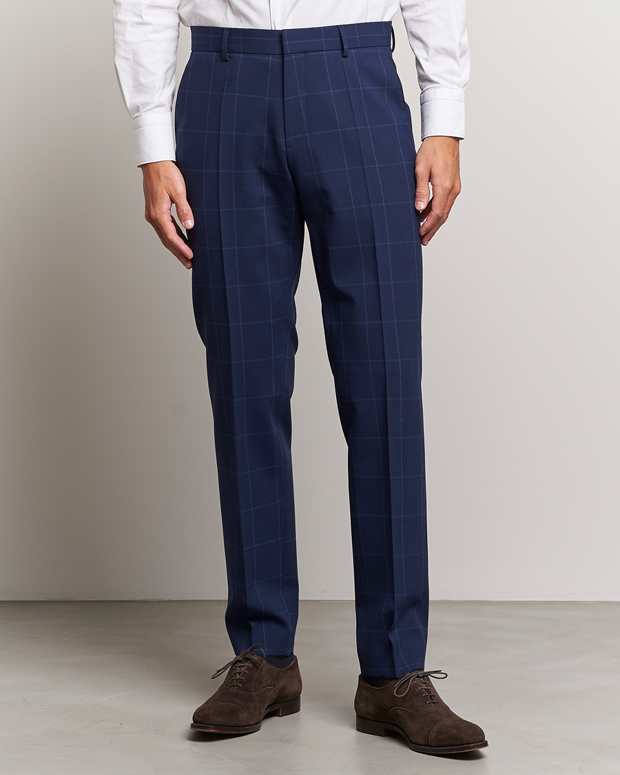 Mies | Housut | BOSS BLACK | Genius Checked Suit Trousers Dark Blue