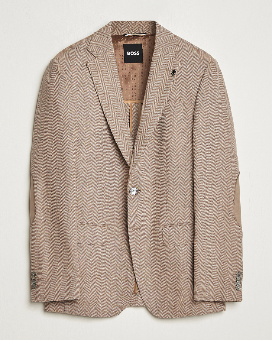 Mies | Pikkutakit | BOSS BLACK | Huston Herringbone Blazer Medium Beige
