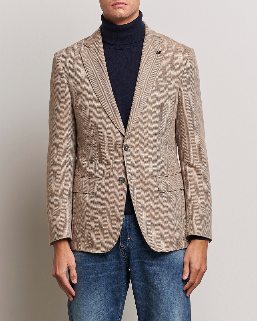 Mies | Pikkutakit | BOSS BLACK | Huston Herringbone Blazer Medium Beige