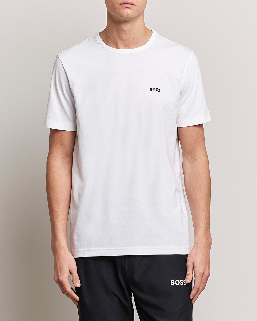 Mies | T-paidat | BOSS GREEN | Curved Logo Crew Neck T-Shirt Natural