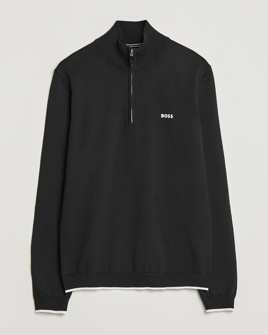 Mies |  | BOSS GREEN | Zallo Knitted Half Zip Sweater Black