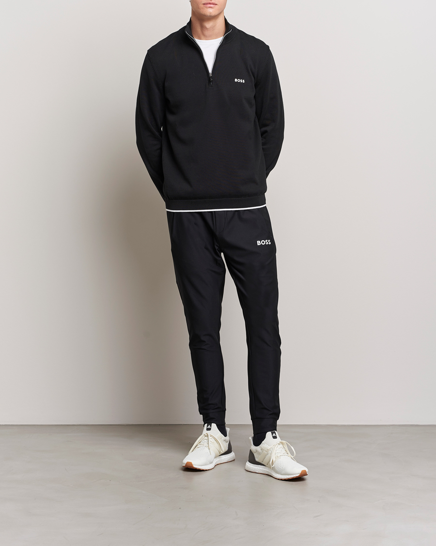 Mies | Puserot | BOSS GREEN | Zallo Knitted Half Zip Sweater Black