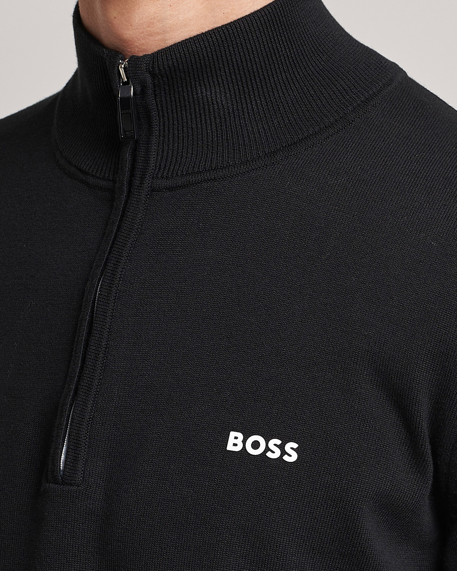 Mies | Puserot | BOSS GREEN | Zallo Knitted Half Zip Sweater Black