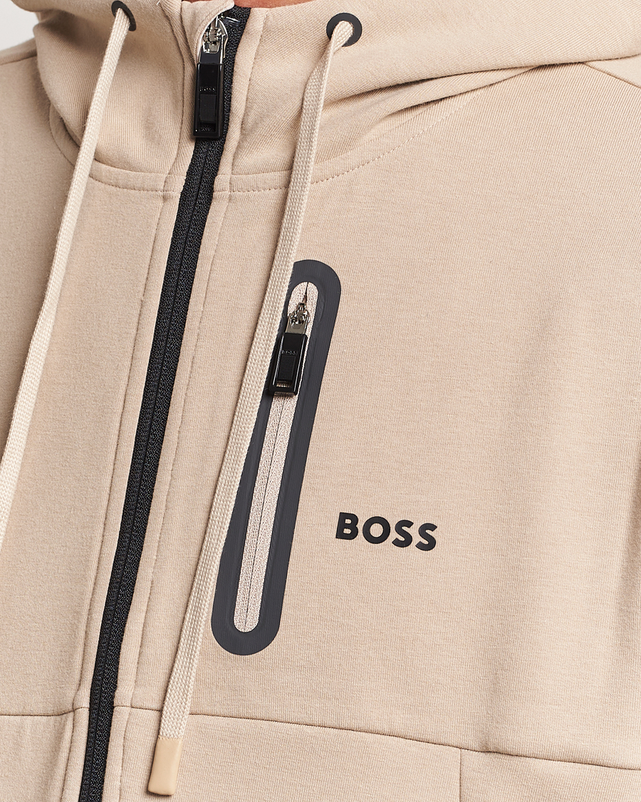 Mies | Puserot | BOSS GREEN | Sariq Full Zip Hooded Sweater Medium Beige