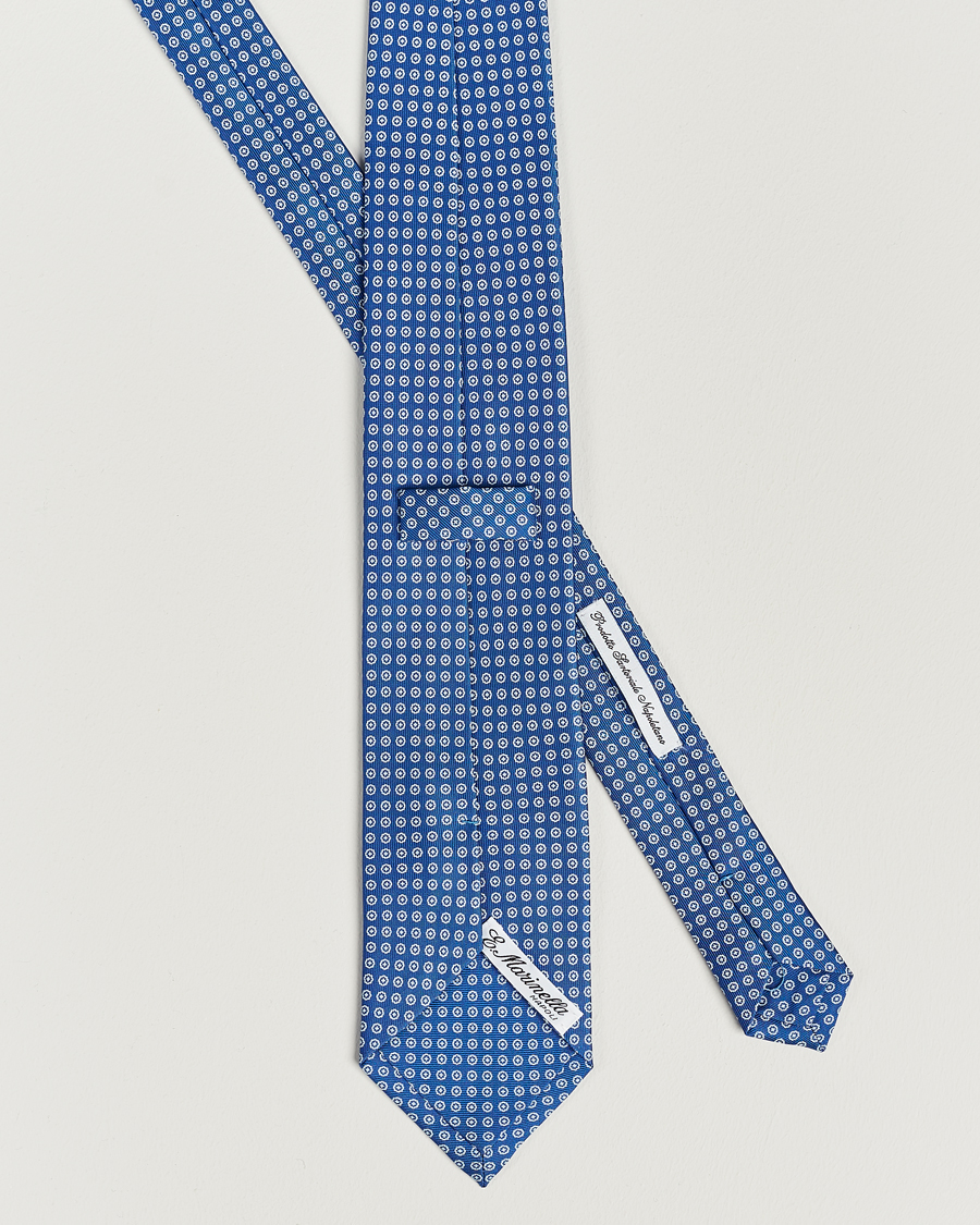 Mies | E. Marinella 3-Fold Printed Silk Tie Bluette | E. Marinella | 3-Fold Printed Silk Tie Bluette