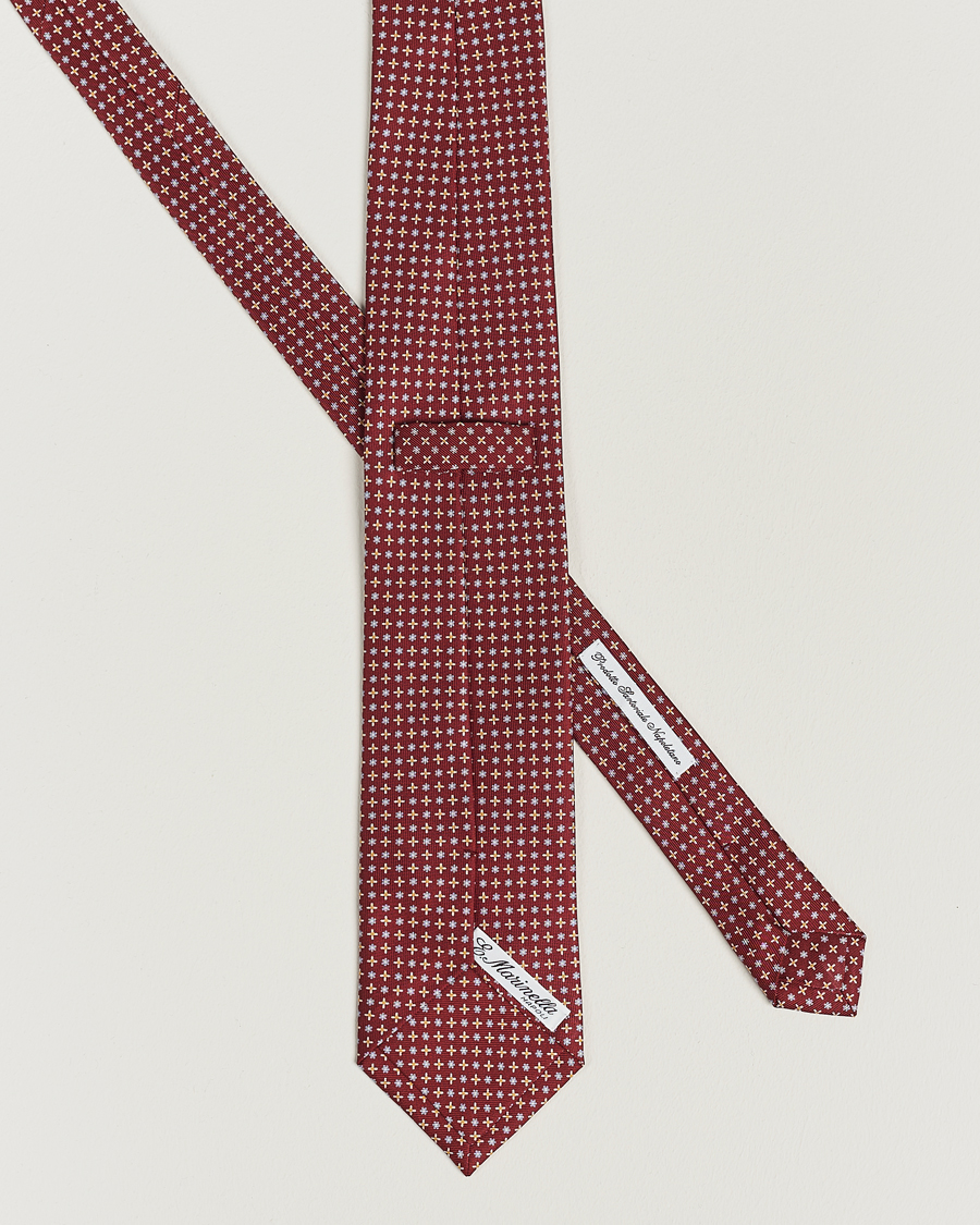 Mies | E. Marinella 3-Fold Printed Silk Tie Burgundy | E. Marinella | 3-Fold Printed Silk Tie Burgundy