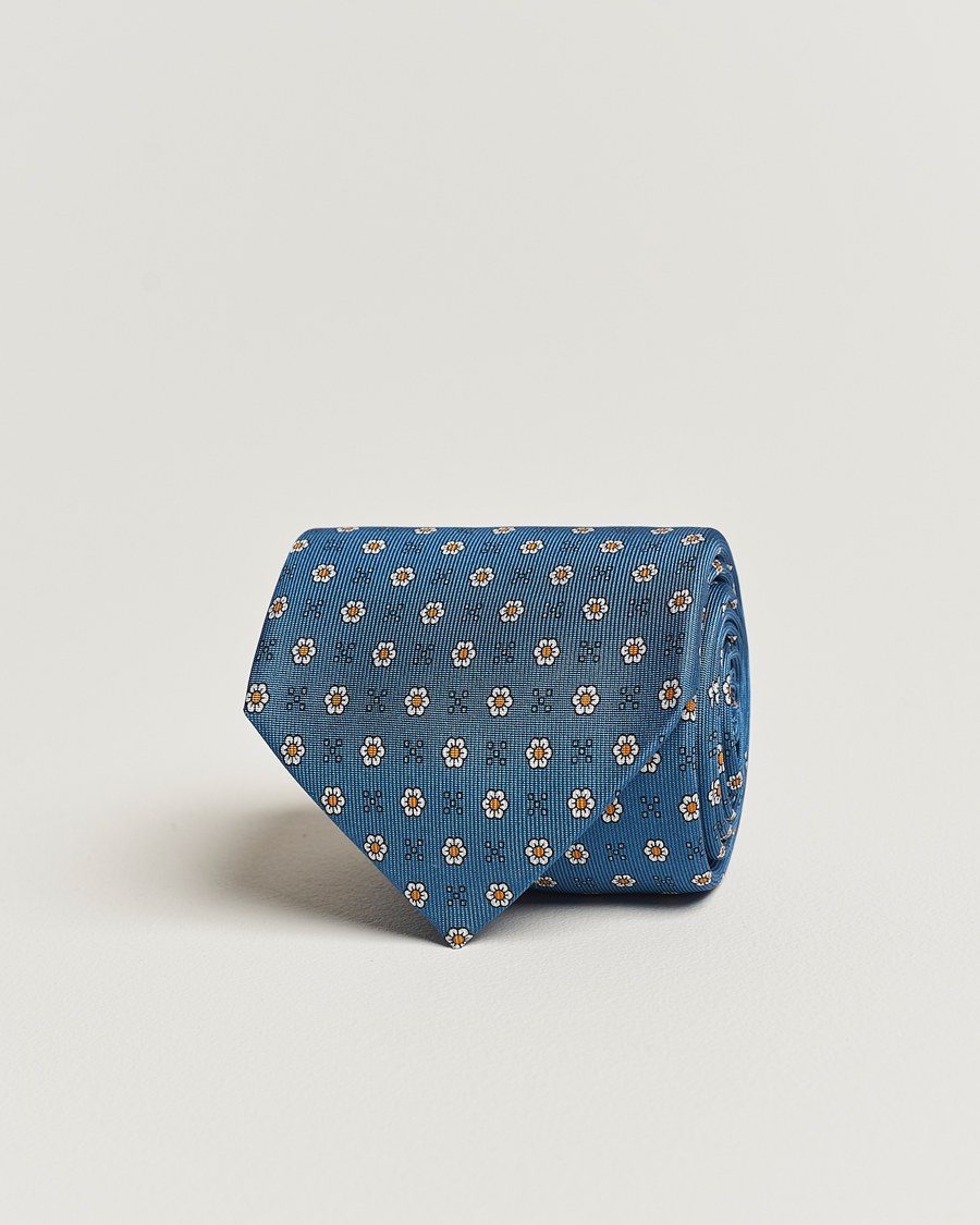 Mies |  | E. Marinella | 3-Fold Printed Silk Tie Blue