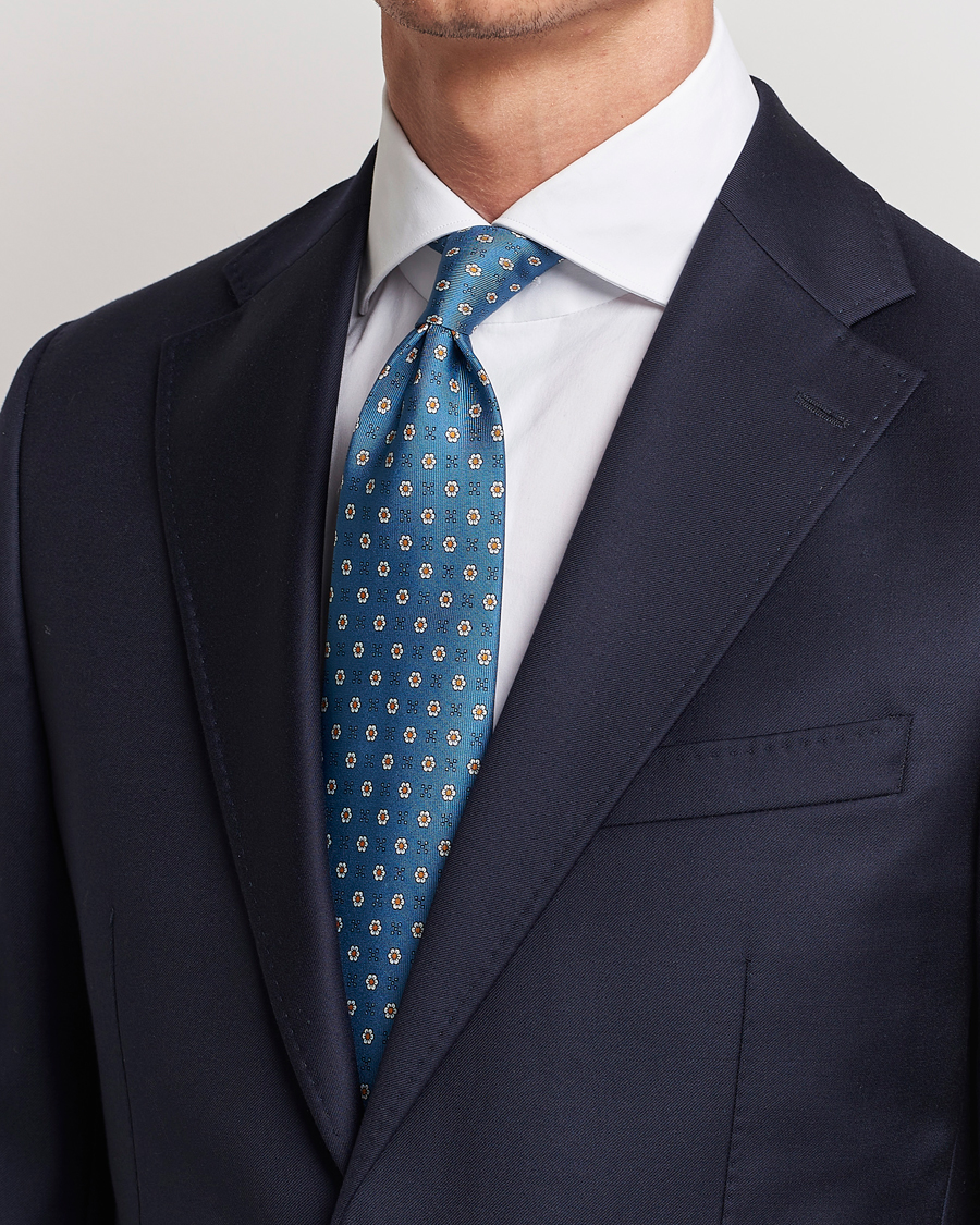 Mies |  | E. Marinella | 3-Fold Printed Silk Tie Blue
