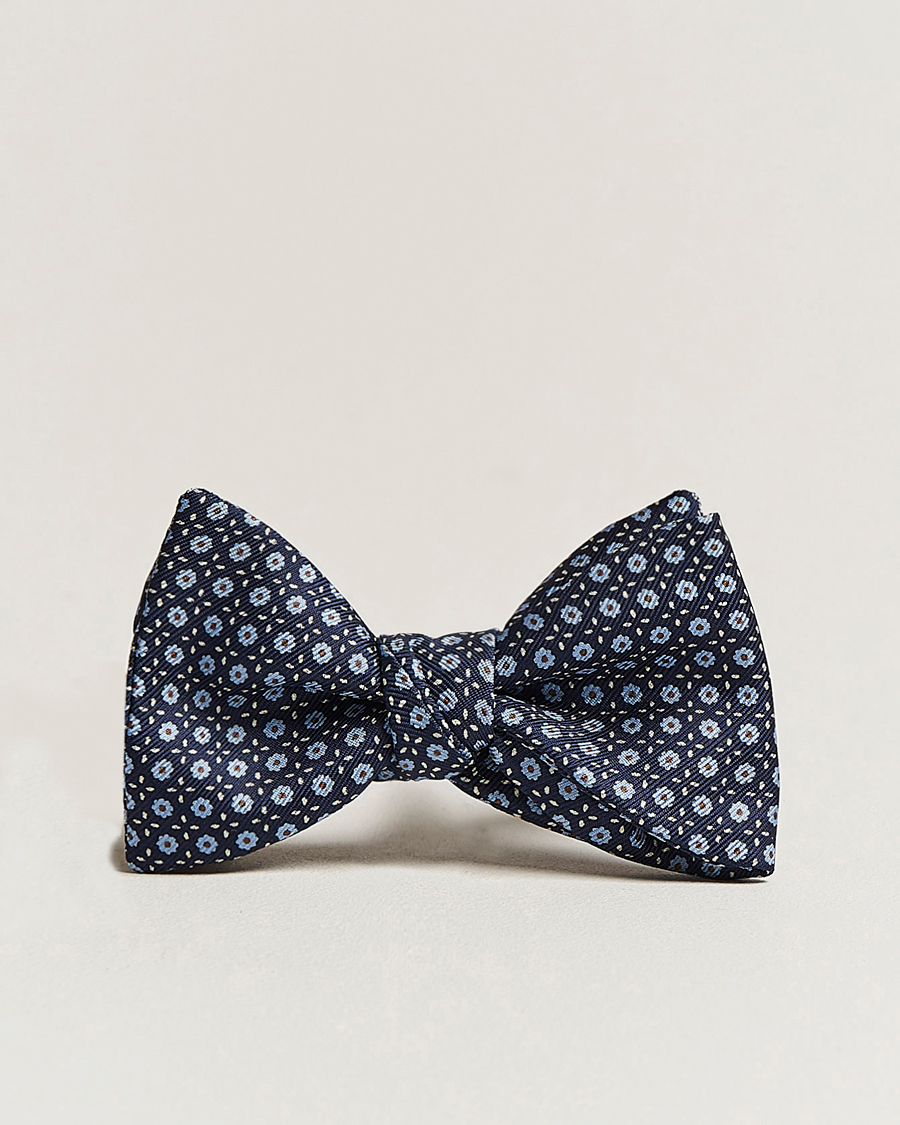 Mies | E. Marinella Printed Silk Bow Tie Navy | E. Marinella | Printed Silk Bow Tie Navy