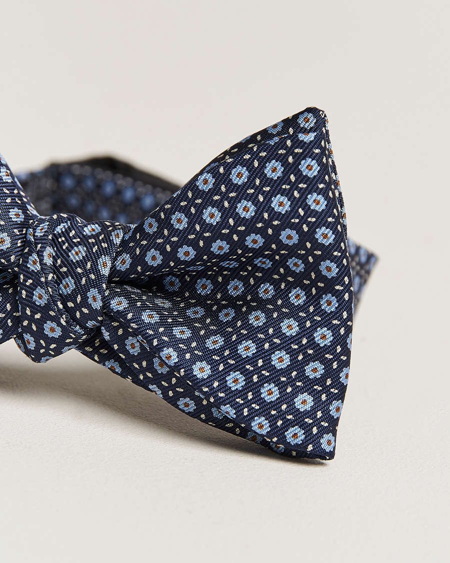 Mies | E. Marinella Printed Silk Bow Tie Navy | E. Marinella | Printed Silk Bow Tie Navy