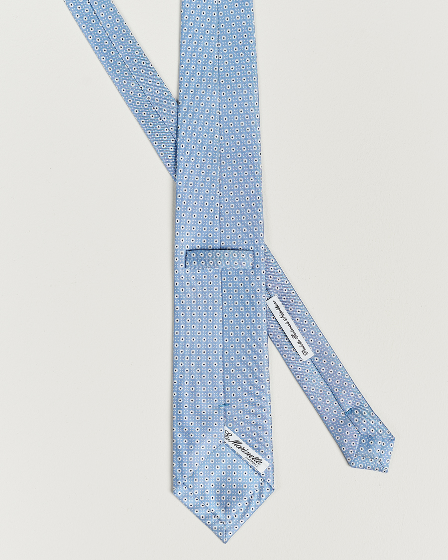 Mies | E. Marinella 3-Fold Printed Silk Tie Light Blue | E. Marinella | 3-Fold Printed Silk Tie Light Blue