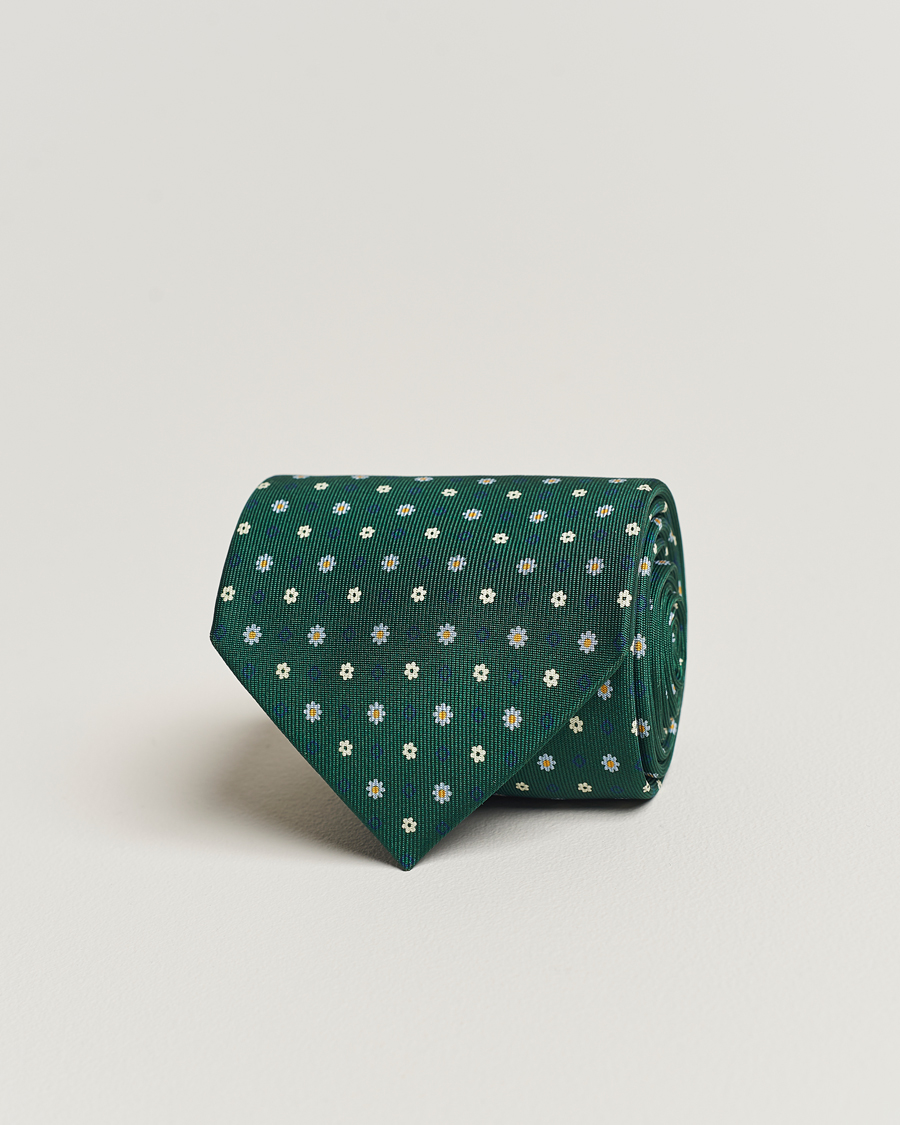 Mies |  | E. Marinella | 3-Fold Printed Silk Tie Racing Green