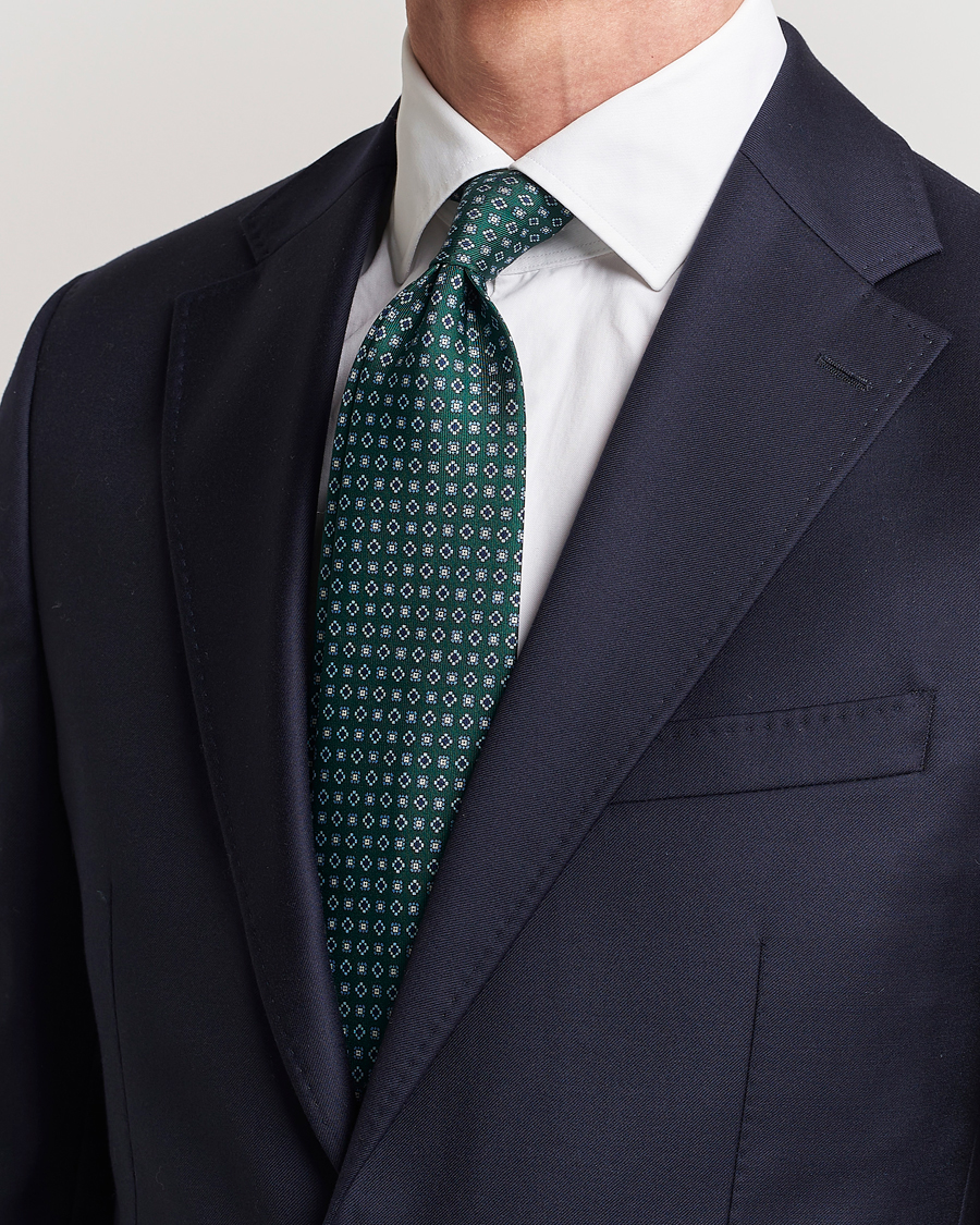 Mies |  | E. Marinella | 3-Fold Printed Silk Tie Dark Green