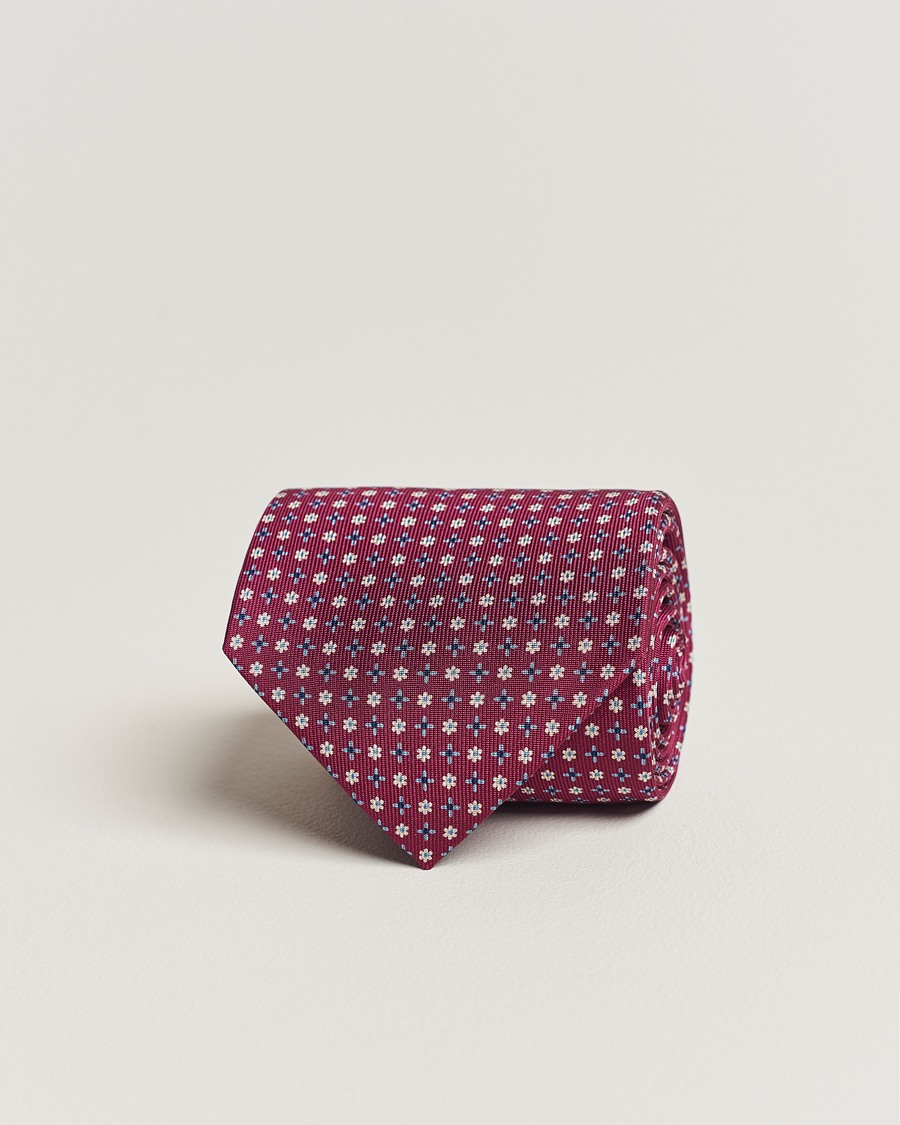 Mies | E. Marinella 3-Fold Printed Silk Tie Dark Pink | E. Marinella | 3-Fold Printed Silk Tie Dark Pink