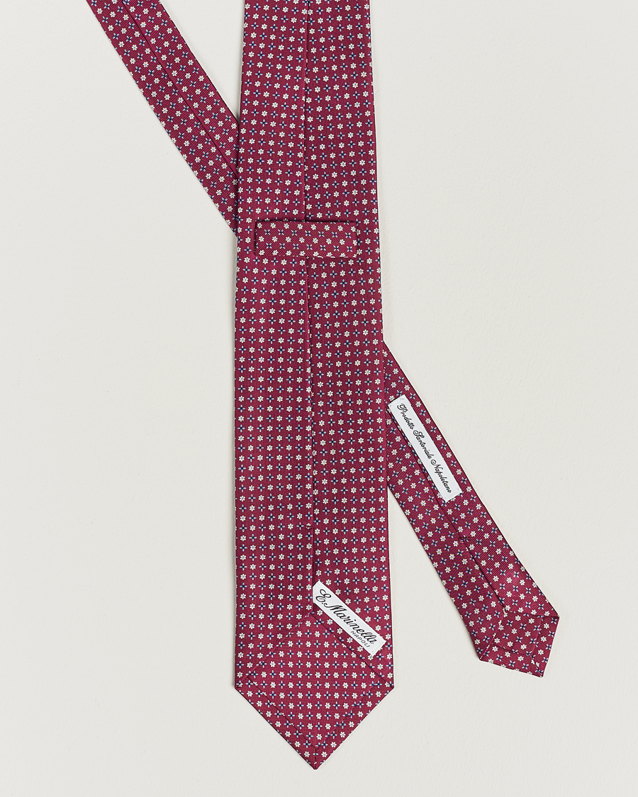 Mies | E. Marinella 3-Fold Printed Silk Tie Dark Pink | E. Marinella | 3-Fold Printed Silk Tie Dark Pink