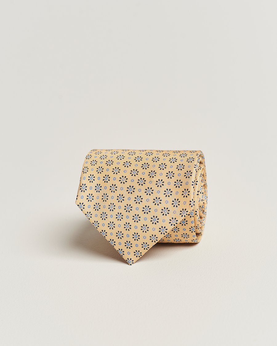 Mies | E. Marinella 3-Fold Printed Silk Tie Pale Yellow | E. Marinella | 3-Fold Printed Silk Tie Pale Yellow