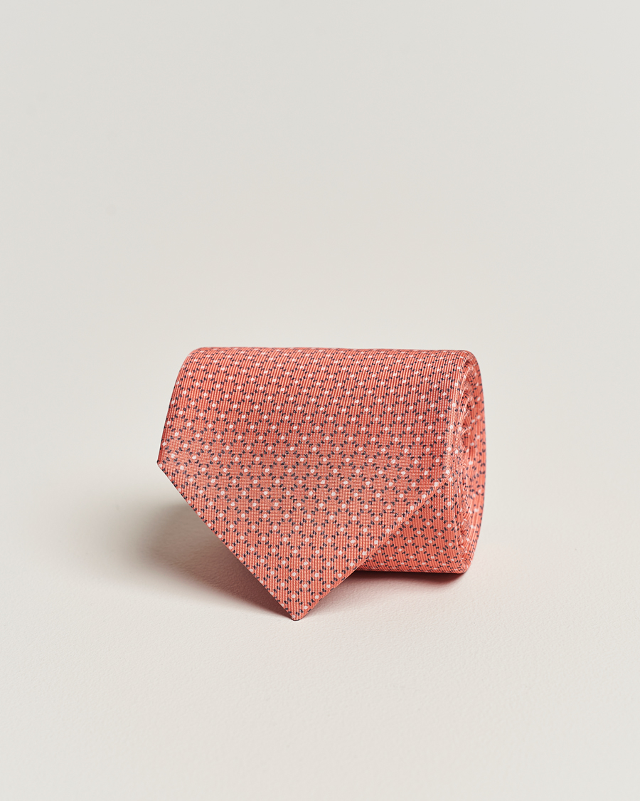 Mies | E. Marinella 3-Fold Printed Silk Tie Orange | E. Marinella | 3-Fold Printed Silk Tie Orange