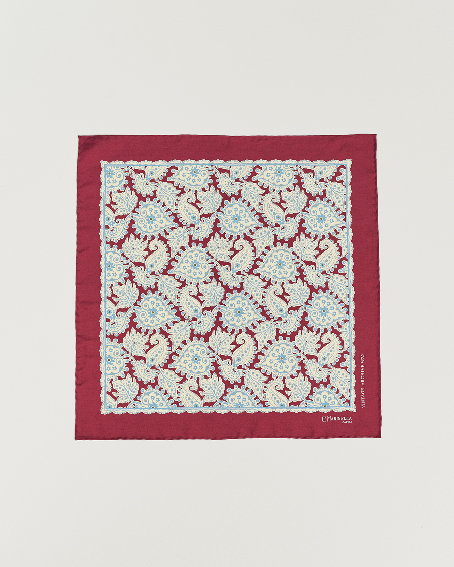 Mies | E. Marinella Paisley Silk Pocket Square Burgundy | E. Marinella | Paisley Silk Pocket Square Burgundy