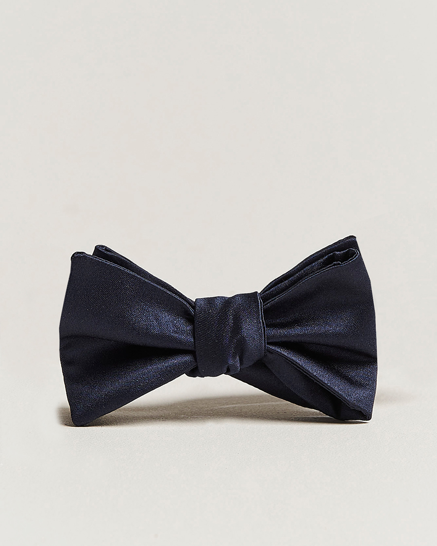 Mies | E. Marinella Silk Bow Tie Navy Satin | E. Marinella | Silk Bow Tie Navy Satin