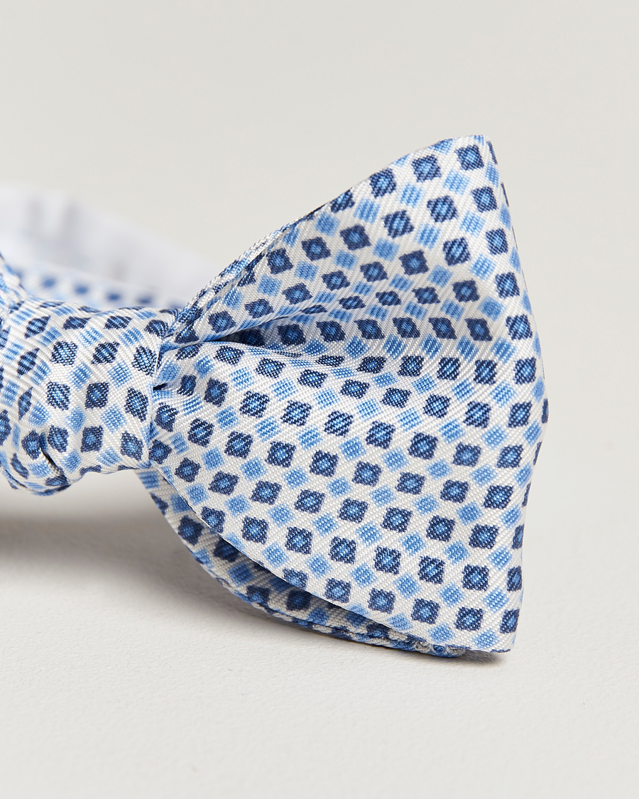 Mies | E. Marinella Silk Bow Tie White/Blue | E. Marinella | Silk Bow Tie White/Blue