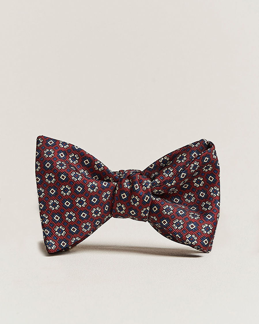 Mies | E. Marinella Printed Silk Bow Tie Burgundy | E. Marinella | Printed Silk Bow Tie Burgundy