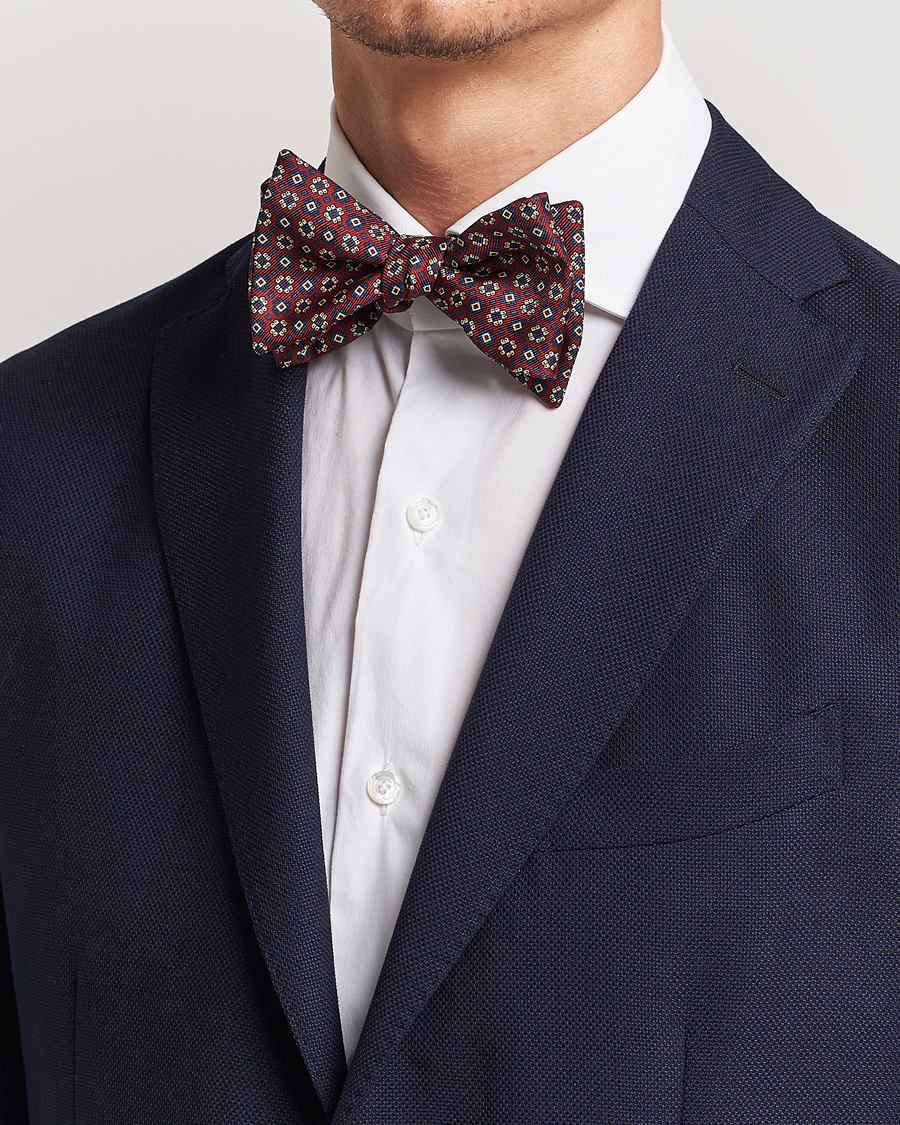 Mies | E. Marinella Printed Silk Bow Tie Burgundy | E. Marinella | Printed Silk Bow Tie Burgundy