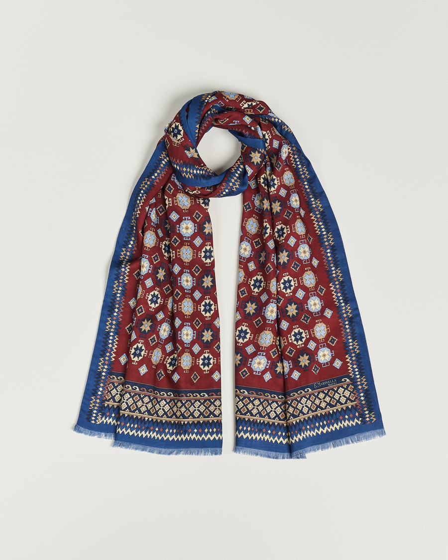Mies | E. Marinella Wool/Silk Printed Scarf Burgundy | E. Marinella | Wool/Silk Printed Scarf Burgundy