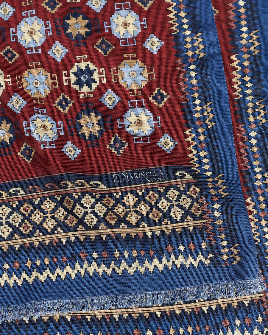 Mies | E. Marinella Wool/Silk Printed Scarf Burgundy | E. Marinella | Wool/Silk Printed Scarf Burgundy