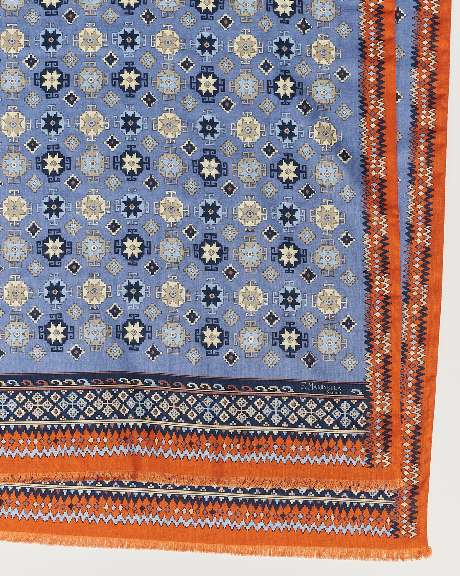 Mies | E. Marinella Wool/Silk Printed Scarf Light Blue | E. Marinella | Wool/Silk Printed Scarf Light Blue