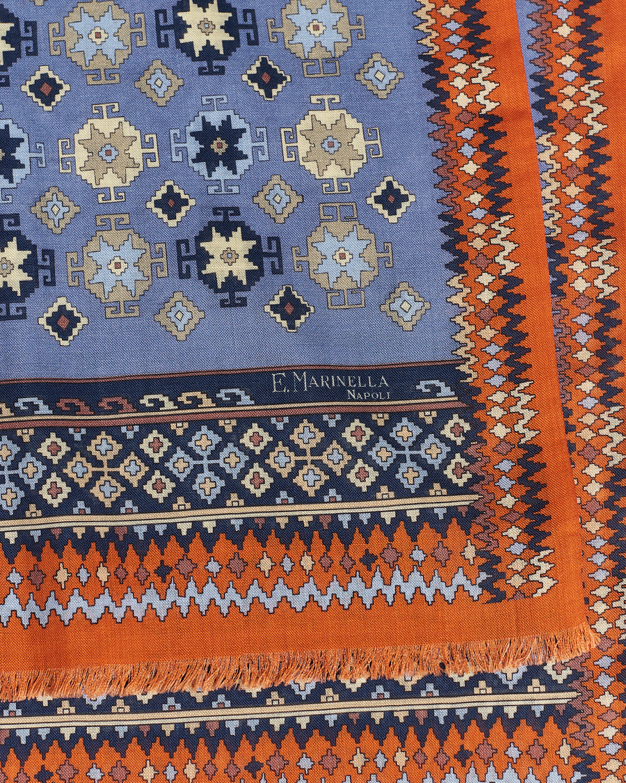 Mies | E. Marinella Wool/Silk Printed Scarf Light Blue | E. Marinella | Wool/Silk Printed Scarf Light Blue