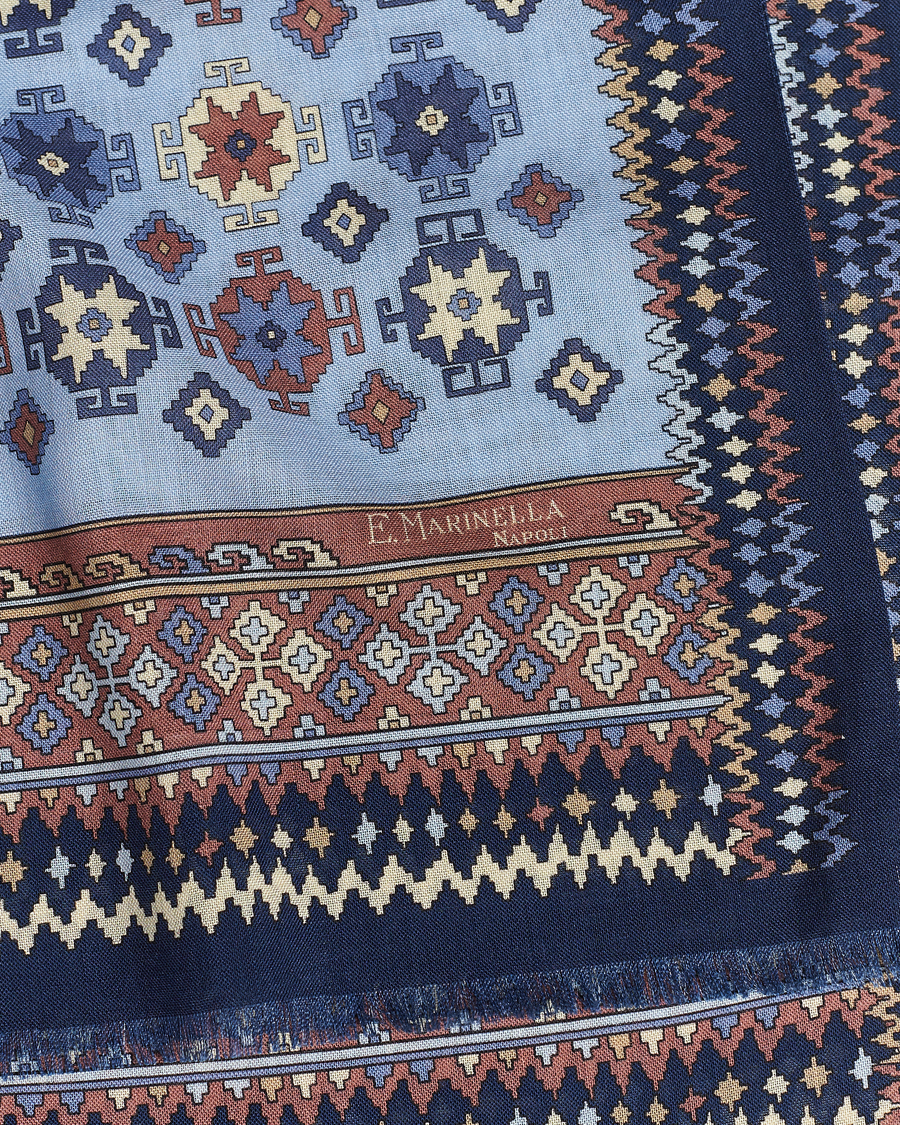 Mies | E. Marinella Wool/Silk Printed Scarf Navy/Light Blue | E. Marinella | Wool/Silk Printed Scarf Navy/Light Blue