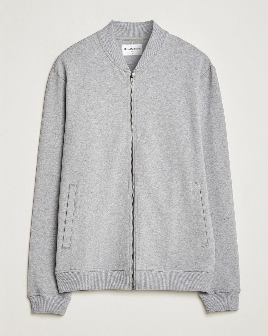 Mies | Puserot | Bread & Boxers | Loungewear Full Zip Sweater Grey Melange