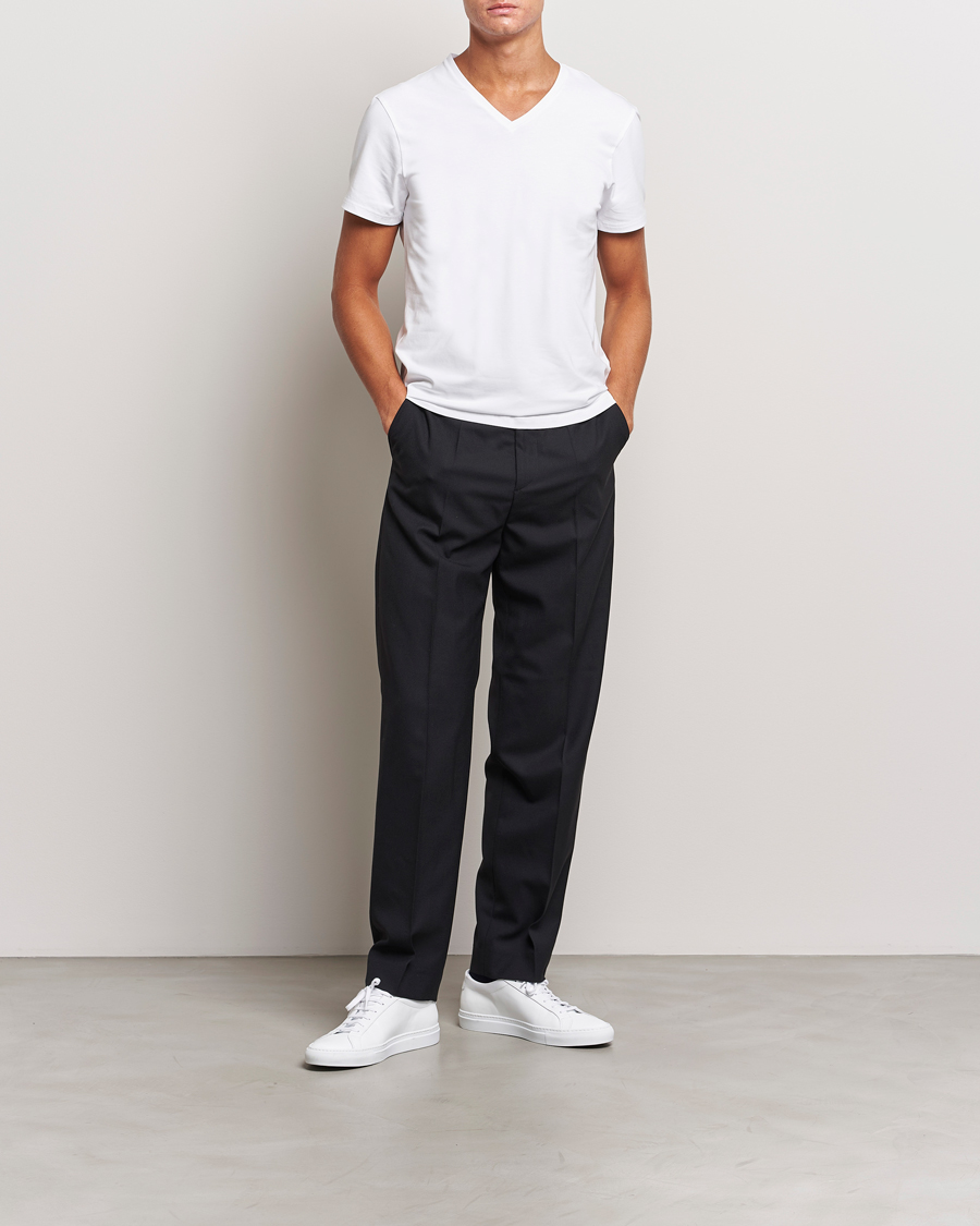 Mies | T-paidat | Bread & Boxers | 2-Pack V-Neck T-Shirt White