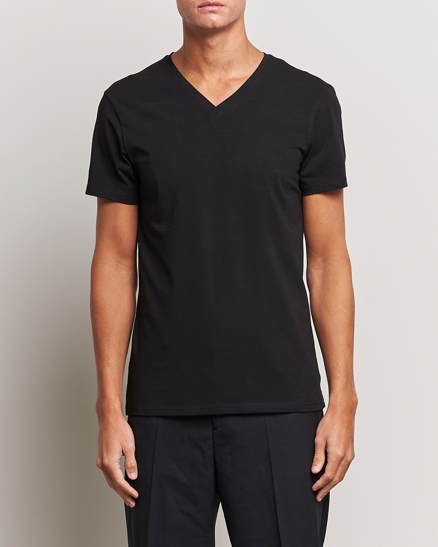 Mies | Mustat t-paidat | Bread & Boxers | 2-Pack V-Neck T-Shirt Black