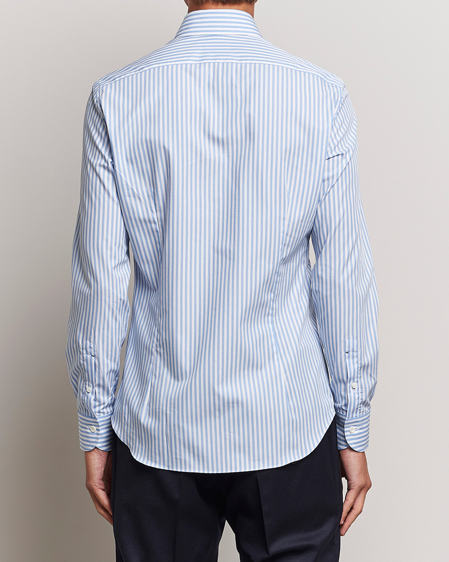 Mies | Kauluspaidat | Mazzarelli | Soft Button Down Striped Shirt Light Blue